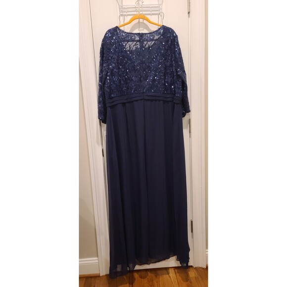 Alex Evenings Long Formal Navy Dress 22W Plus-Size - Picture 3 of 10